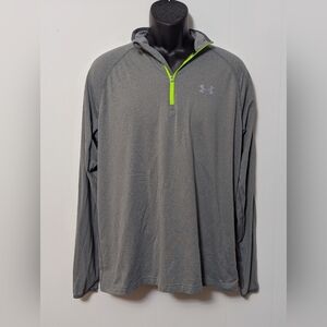 Men's Under Armour Gray Fitted Long Sleeve Zip All Season Athletic Size Large